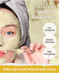 Woman applying facial mask with text highlighting benefits and ease of use, Lindsay Calendula Modeling Mask Cup Pack 28g