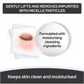 Product packaging with text about micelle particles and moisturizing cleansing ingredients on a white background, Mandom Bifesta Micellar Cleansing Sheet Perfect Clear 46 sheets
