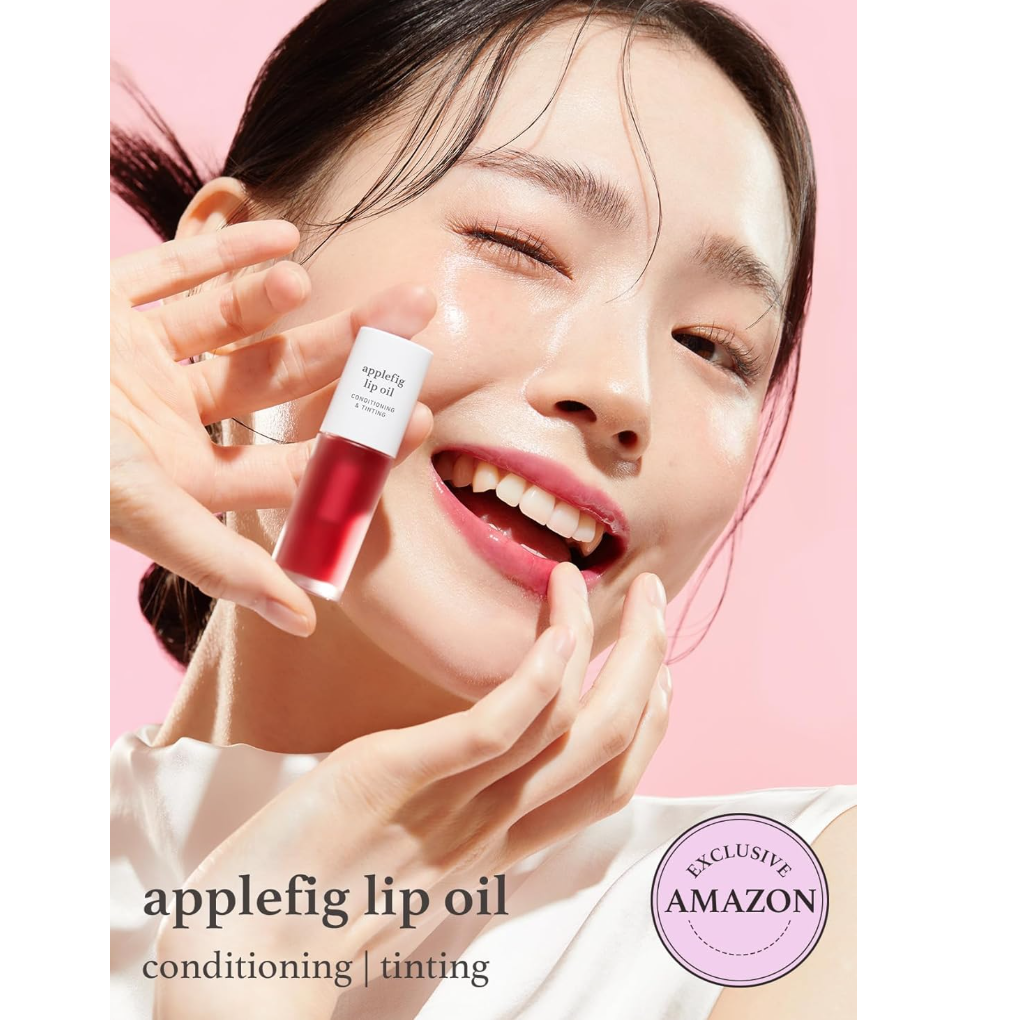 Apple fig lip oil with packaging and a fig on a white background, Nooni Applefig Lip Oil 3.7ml