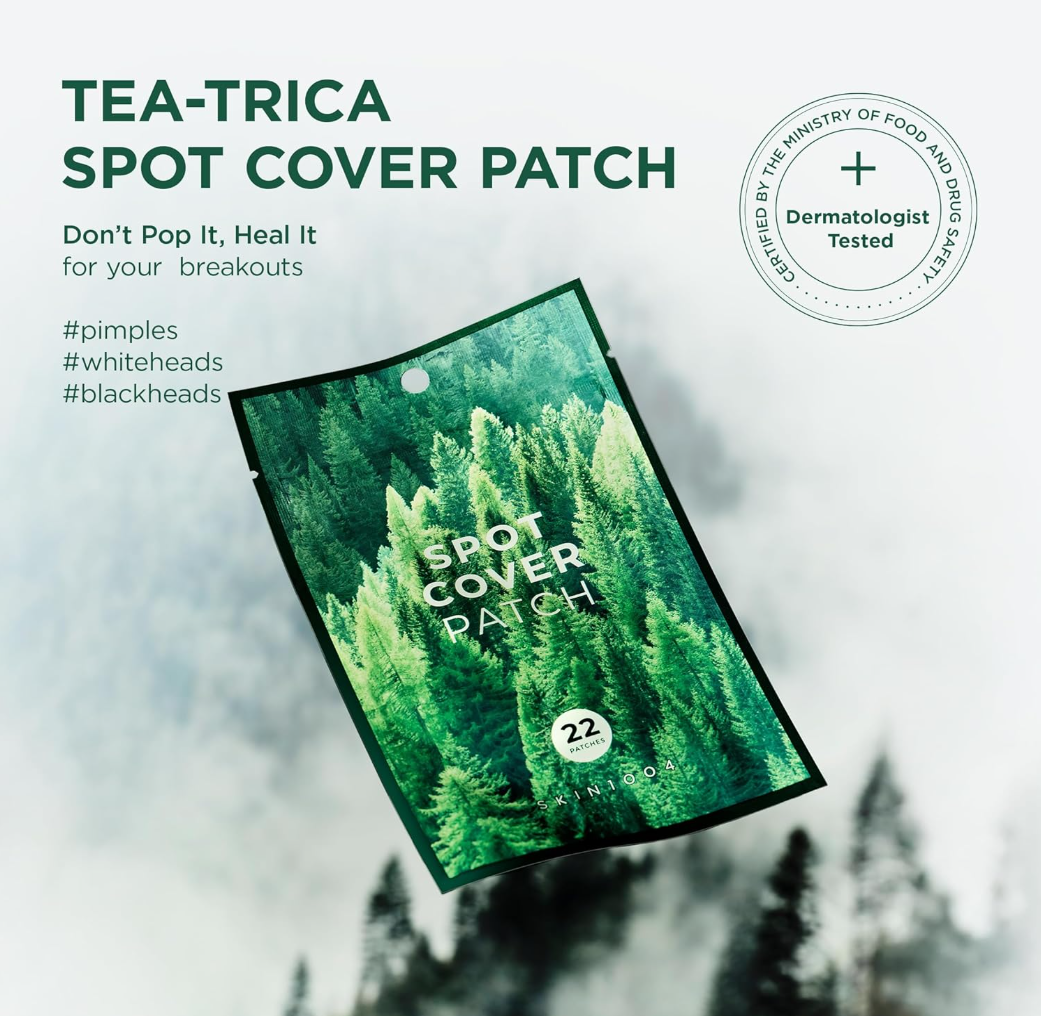 Tea-Trica Spot Cover Patch packaging with a mountain background, SKIN1004 Tea Trica Spot Cover Patch 22pcs