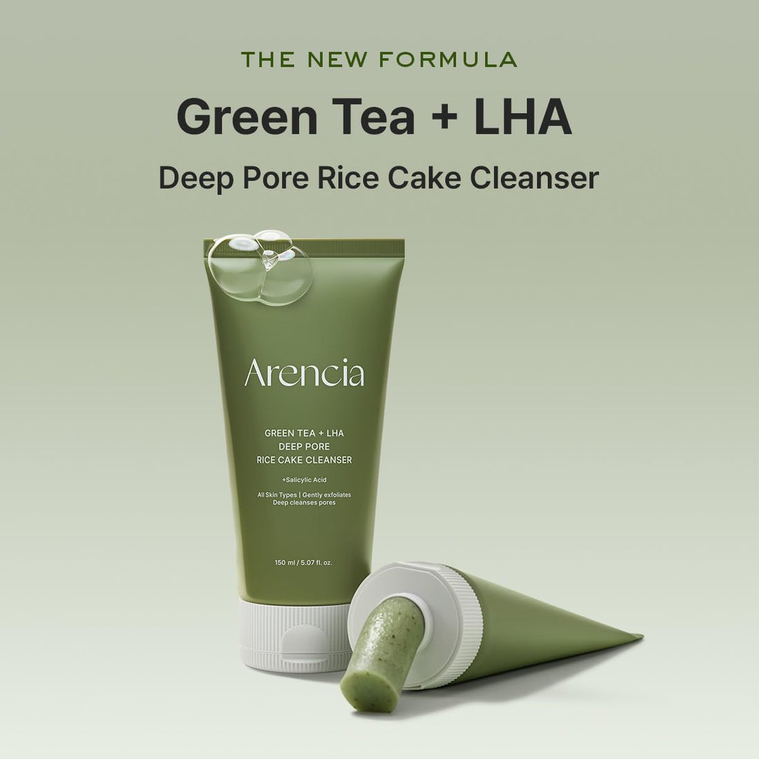 Arencia Green Tea + LHA Deep Pore Rice Cake Cleanser 150g