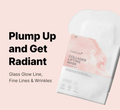 Collagen lifting mask packaging with promotional text on a pink background， Medicube Collagen Lifting Mask 5pcs