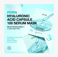 Anua PDRN Hyaluronic Acid Capsule 100 Serum Mask packaging with blue serum being applied, Anua PDRN Hyaluronic Acid Capsule 100 Serum Mask 5 pcs