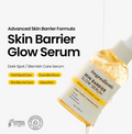 Skin Barrier Glow Serum with product details on a white background, ONGREDIENTS Skin Barrier Glow Serum 50ml
