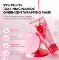 99% Purity TXA+ Niacinamide Overnight Wrapping Mask with product packaging and benefits listed, April Skin TXA Niacinamide 99 Night Wrapping Mask 80ml