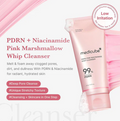 Pink Marshmallow Whip Cleanser by Medicube with product details on a white background， Medicube PDRN Pink Niacinamide Whip Cleanser 120g