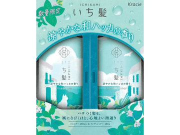 Kracie ICHIKAMI Cool Mint Hair Care Shampoo & Conditioner Limited Edition Set 480ml+480ml