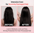 Before and after comparison of severely damaged hair with intensive care treatment, Growus Damage Therapy No-Wash Treatment EX 250ml