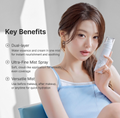 Woman holding a skincare product with key benefits listed on a white background, Dr.Althea 345 Relief Cream Mist 100ml