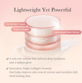 Medicube Triple Collagen Cream jar with product features on a pink background, Medicube Triple Collagen Cream 50ml