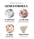 Instructions for using a skincare product with steps and images of application, Lindsay Collagen Modeling Mask Cup Pack 28g
