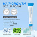 Hair growth scalp foam with product tube and benefits on a light blue background, Seapuri Scalpy Hair Serum 20ml