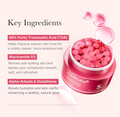 Pink jar of skincare product with key ingredients listed on a white background, Medicube TXA Niacinamide Capsule Cream 55g