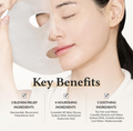 Woman applying a face mask with key benefits listed below, Dr. Althea 345 Relief Cream Mask 4pcs