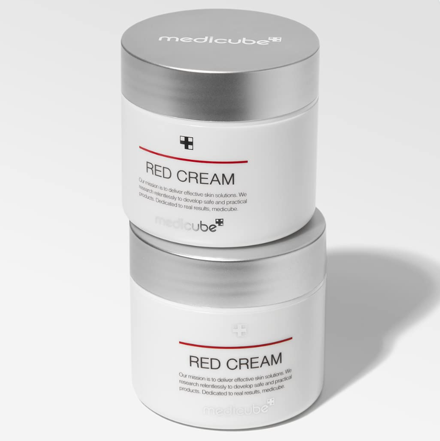 Two containers of Medicube Red Cream on a white background, Medicube Red Cream 2.0 50ml