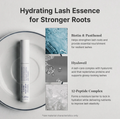 Hydrating Lash Essence product with ingredients and benefits on a gray background, DR.ALTHEA Lash Boost Serum 9ml