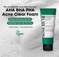 Some By Mi AHA BHA PHA Acne Clear Foam tube on a textured gray , Somebymi AHA.BHA.PHA 30 Days Miracle Acne Clear Foam 100mbackground