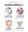 Step-by-step guide for using a skincare product with text and images, Lindsay Pearl Modeling Mask Cup Pack 28g