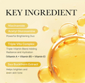 Product packaging with key ingredients listed on a beige background, Medicube Deep Vita C Daily Quick Mask 350g 30 sheets
