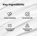 Key ingredients listed with icons on a white fabric background, Medipeel Collagen Naite Thread Neck Cream 100ml