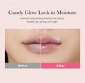 Before and after comparison of lips with Candy Glow Lock-in Moisture product application, Medicube PDRN Lip Sleeping Mask 10g