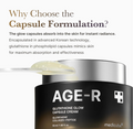 AGE-R Glutathione Glow Capsule Cream with text explaining its benefits, Medicube Age-R Glutathione Glow Capsule Cream 50ml