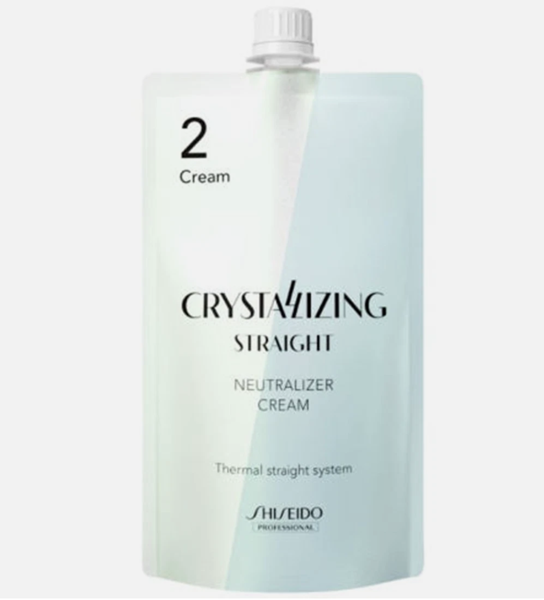 Shiseido Crystallizing Straight hair treatment bottles on a white background, SHISEIDO Crystalizing Straight Straightener 400 g H1 + H2 SET