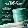 Laneige Cica Sleeping Mask with product features and benefits on a green background, LANEIGE Cica Sleeping Mask 60ml