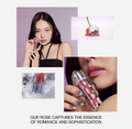 Collage of a woman holding a pink rose and a perfume bottle with text about capturing romance and sophistication, Muzigae Mansion Icy Glow 03 Sway