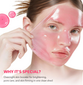 Woman applying a pink face mask with text highlighting its benefits on a white background, April Skin TXA Niacinamide 99 Night Wrapping Mask 80ml