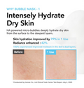 Advertisement for a bubble mask with text and skin before/after images on a white background, MENOKIN 30 Seconds Quick Bubble Mask MOIST Hyaluronic Acid 95ml