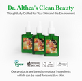 Three green bottles with white sprayers on a white background, featuring Dr. Althea's Clean Beauty branding, Dr.althea Gentle Vitamin C Serum 30ml