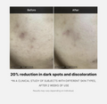 Before and after comparison of skin with dark spots, showing a 20% reduction, Medicube Deep Vita C Ampoule 2.0 30g