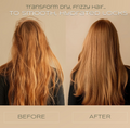 Before and after comparison of dry, frizzy hair transformed into smooth, hydrated locks, &Honey Melty Moist Repair Japanese Shampoo & Conditioner Set 440ml x2