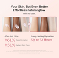 Product advertisement for skin care with before and after effects on skin tones, Medicube Collagen No Cast Just Glow Sunscreen spf50 50ml