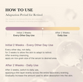 Instructions on how to use a retinol product with a gradient bar and text, Medicube Deep Vita A Retinol Serum 30ml