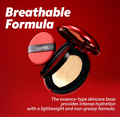 Compact cosmetic product with 'TIRTIR' branding on a red background, highlighting 'Breathable Formula'.TIRTIR Mask Fit Red Cushion 34W Toffee 18g