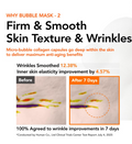 Advertisement for a bubble mask with before and after skin texture improvement images, MENOKIN 30 Seconds Quick Bubble Mask LIFT Collagen 95ml