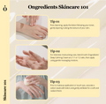 Skincare tips with hands applying lotion on a tiled background, ONGREDIENTS Skin Barrier Calming Lotion 80ml
