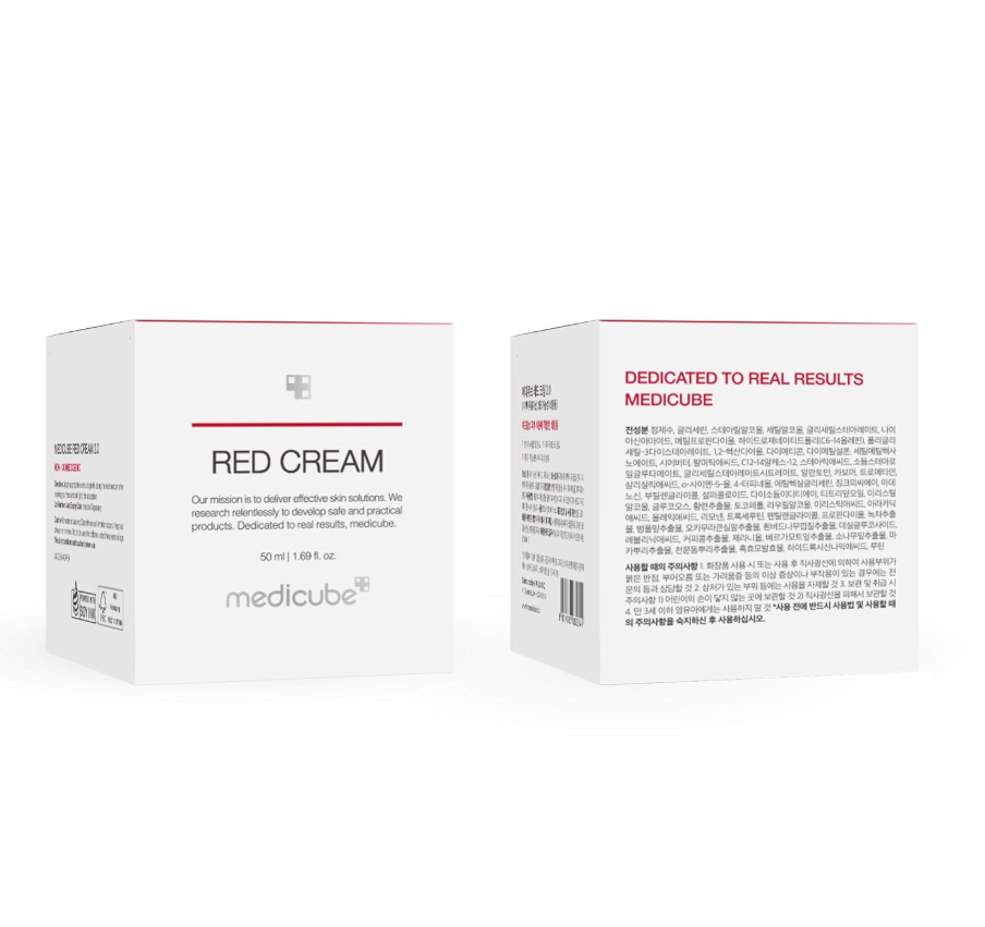 Two boxes of Medicube Red Cream on a white background, Medicube Red Cream 2.0 50ml