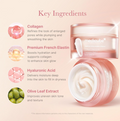 Cosmetic jar with key ingredients listed on a light pink background, Medicube Triple Collagen Cream 50ml