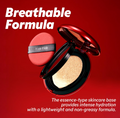 Compact cosmetic with red lid and black case on a red background, featuring the brand 'TIRTIR', TIRTIR Mask Fit Red Cushion 33W Ginger 18g