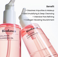 Two bottles of Biodance Collagen Cleansing Oil with product benefits listed, Biodance Collagen Cleansing Oil 200ml