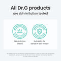 Advertisement for Dr.G products with icons and text about skin irritation and sensitive skin testing, Dr.G Brightening Peeling Gel -120ml