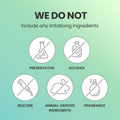 Product label indicating the absence of irritants on a green background, Dr.G Brightening Peeling Gel -120ml