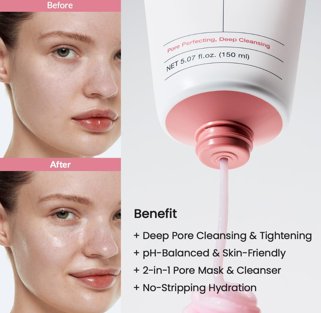 Product packaging with a pump and before-and-after effects on skin shown, Biodance Collagen Mask To Foam Cleanser 150ml