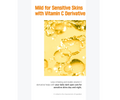 Product packaging with yellow liquid and bubbles on a white background, featuring text about sensitive skin care, Round Lab Vita Niacinamide Dark Spot serum Mask 10ea