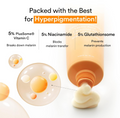 Cosmetic product with text highlighting ingredients for hyperpigmentation treatment on a white background,. Abib Glutathione Creme Vita Tube 75ml