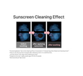 Sunscreen cleaning effect demonstration on a white background, S.nature Aqua Rice Foam Cleanser 80ml