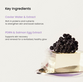 Product with caviar and text about key ingredients on a white background, Biodance Rejuvenating Caviar PDRN Real Deep Mask 4 sheets